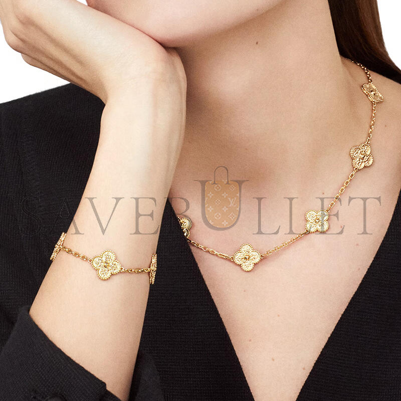 V*n Cl**f arpels vintage alhambra necklace, 10 motifs yellow gold vcaro1id00